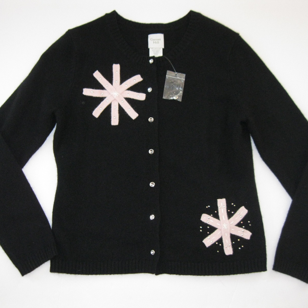 Garnet Hill Wool Angora Snowflake Cardigan NWOT